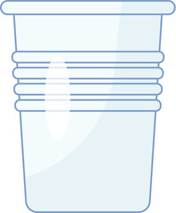 Wall Mural - Simple illustration of a disposable plastic cup with a stack of rings around its circumference, suggesting multiple uses