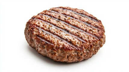 Wall Mural - A burger patty is sitting on a grill