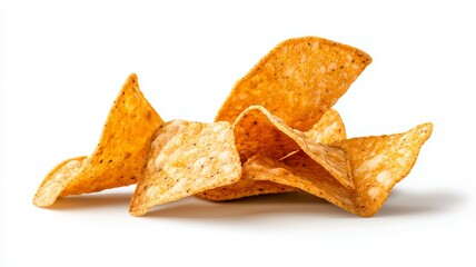 Wall Mural - A pile of tortilla chips with a white background