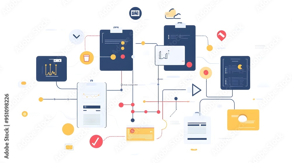 Flat image of an infographic illustrating the Agile workflow process ...