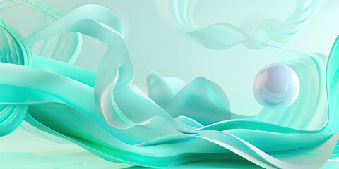 Abstract shapes and swirls, in cool colors like mint or aqua, to suggest movement and progress within a business setting.