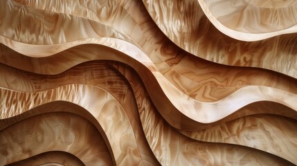 Abstract Wooden Sculpture with Wavy Pattern