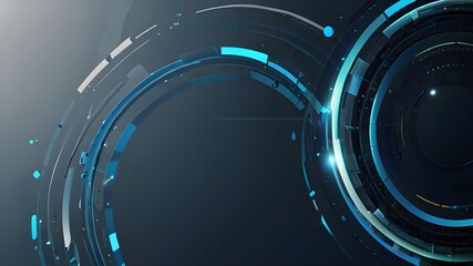 Blue circular lines abstract futuristic technology banner design. Vector background Generative AI