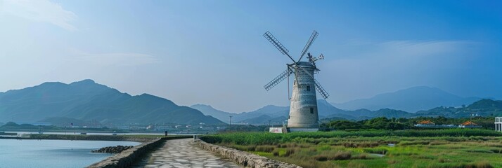 Canvas Print - Windmill on the Coastline