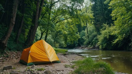 Canvas Print - Camping by the River