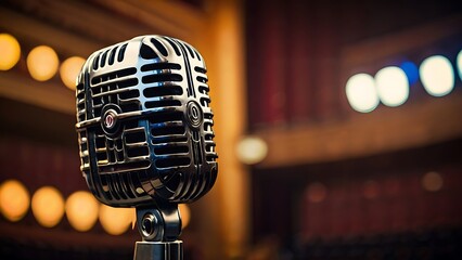 Retro microphone on stage