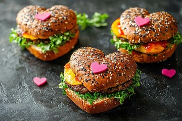 Poster - Heart-shaped veggie burgers