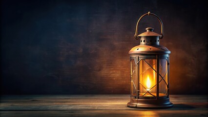 Sticker - A traditional lantern glowing softly in the darkness , lantern, light, glow, traditional, illuminated, vintage, candle, dim