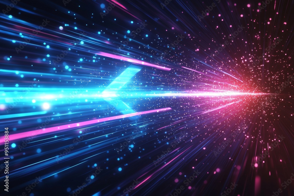 Abstract motion speed glowing effect background created with Generative AI