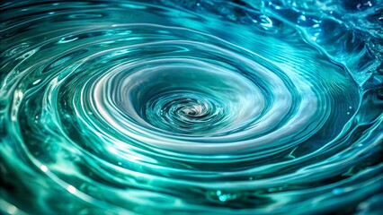 Mesmerizing close up of swirling turquoise water creating hypnotic whirlpool effect with light refractions and ripples