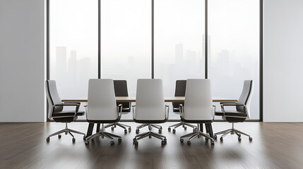 Wall Mural - Modern Meeting Room with City Skyline View for Business Presentations and Conferences