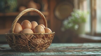 Canvas Print - A Basket of Fresh Eggs