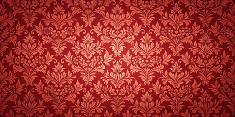 Wall Mural - Elegant timeless floral damask pattern in vibrant red, perfect for wall decor and textiles, floral, damask, pattern, timeless