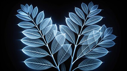 Wall Mural - Elegant x-ray macro photograph of a ZZ Plant with delicate layered leaves, ZZ Plant, X-ray, macro, photograph, elegant