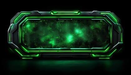 Poster - Futuristic Green-Lit Interface Panel with Glowing Grid