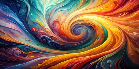 Canvas Print - Abstract painting with swirling colors and lines, abstract, painting, swirl, colors, lines, vibrant, dynamic