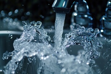 Canvas Print - Water Splashing from a Faucet