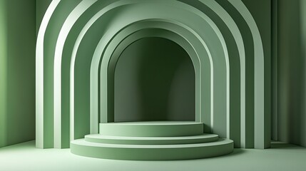 Wall Mural - Abstract Green Archway with Platform