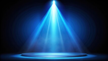 Wall Mural - Blue spotlight shining on empty stage with dark background , stage, spotlight, blue, illumination, performance, theater