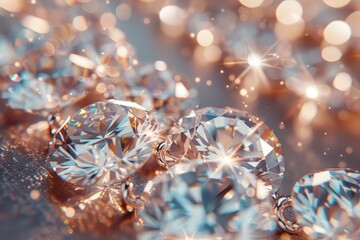 Wall Mural - Close-up of a diamond necklace sparkling with brilliance.