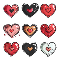 Canvas Print - PNG cute heart element set, transparent background