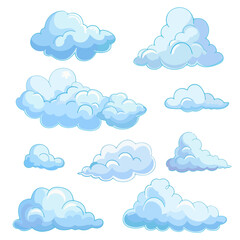 Canvas Print - PNG blue cloud element set, transparent background