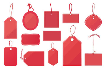 Poster - PNG red label and tag  element set, transparent background