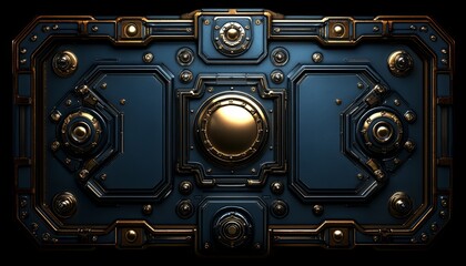 Futuristic Metallic Panel with Gold Accents