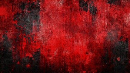 Poster - Abstract red and black textured background with dynamic brush strokes and splashes, creating a bold and intense visual impact with a sense of movement and energy. red grunge wall texture, halloween