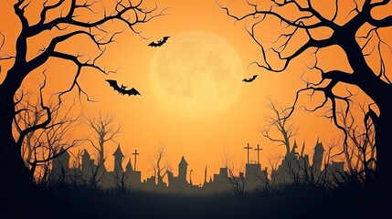 Canvas Print - halloween decoration background template illustration. banner, copy space, spooky background.