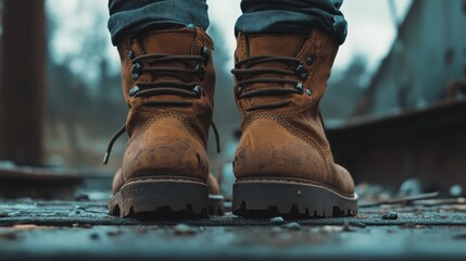 Wall Mural - Rugged Hiking Boots in the Wilderness