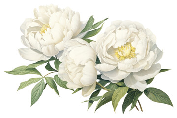 Poster - PNG White peony flowers blossom dahlia plant.