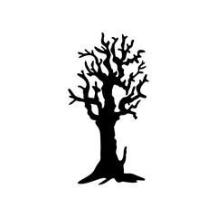 Wall Mural - Halloween tree silhouette vector art