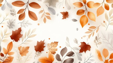 Wall Mural - Autumn Leaves Border Frame Background Illustration