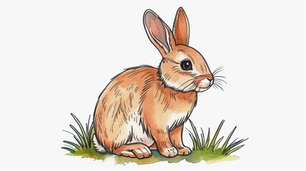 Sticker - Delight in this charming watercolor sketch of a delightful bunny, perfect for celebrating the joy of Easter.