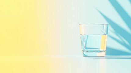 Poster - A sleek 3D render of a glass of water, featuring a modern, cartoonstyle design with vibrant textures that pop.