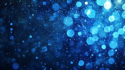 Wall Mural - Abstract blue bokeh lights create a magical holiday backdrop for Christmas or New Year celebrations, evoking joy.