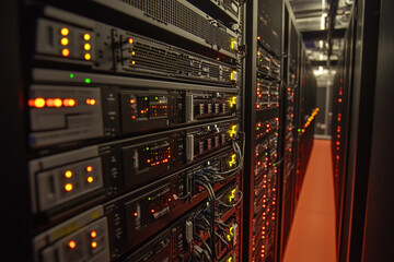 Data center with network hardware and servers