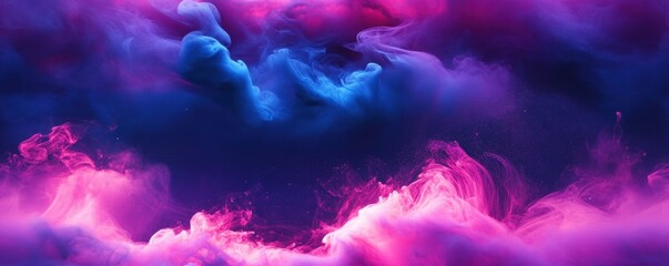 Canvas Print - Abstract colorful smoke background with vibrant blue and pink hues, perfect for creative design, art, and digital fantasy projects.