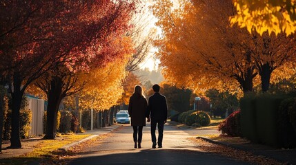 Poster - Autumn Stroll Through the Golden Light