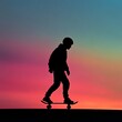 © LookChin AI - Silhouetted Skater Against a Vibrant Sunset Backdrop