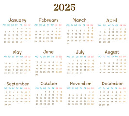 Wall Mural - 2025 Calendar