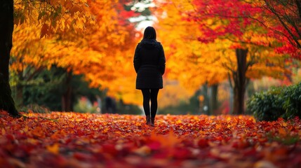 Wall Mural - Autumn Stroll Through the Vibrant Fall Foliage