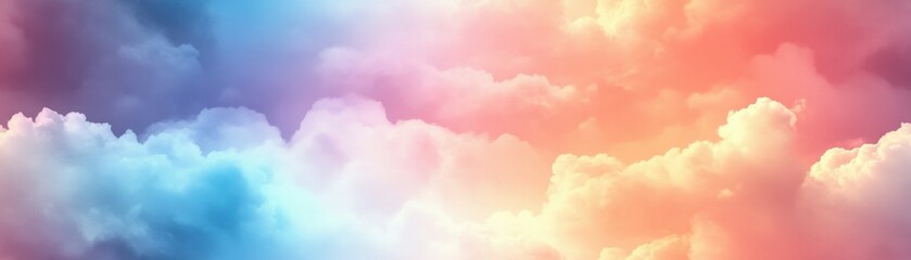 Wall Mural - Soft pastel clouds blending into a gradient sky, [Abstract Background], [Serene and ethereal]