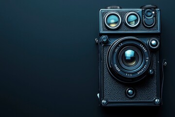 Vintage Black Camera on Dark Background