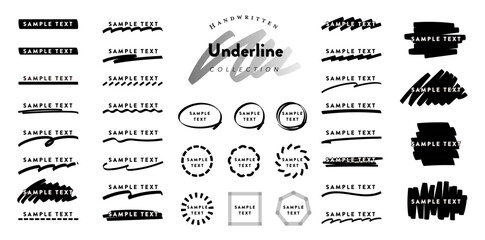 Poster - Handwritten marker underline vector material set