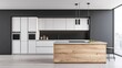 © Cheewynn - Contemporary kitchen design, blending photo and sketch, detailed cabinets and island, minimalist style, modern architecture