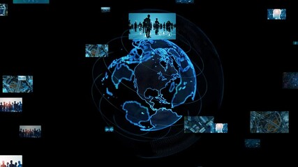 Aufkleber - Composite concept of multiple video screens and global network