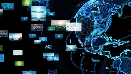 Aufkleber - Composite concept of multiple video screens and global network