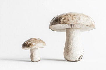 Wall Mural - two mushrooms on a white background